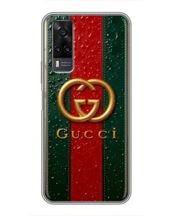 Чехол для Vivo Y31 с картинкой «Gucci — фирменная полоса и золото» Чехол для Vivo Y31 с картинкой «Gucci — фирменная полоса и золото»