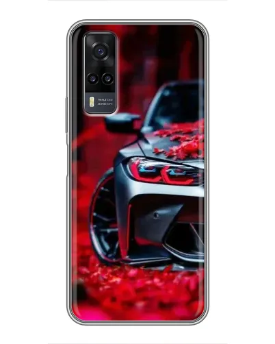 Чехол для Vivo Y31 с картинкой «Спортивная BMW и цветы»