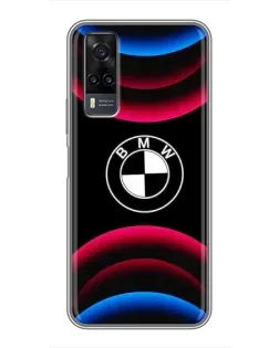 Чехол для Vivo Y31 с картинкой «Логотип BMW и неоновые дуги»