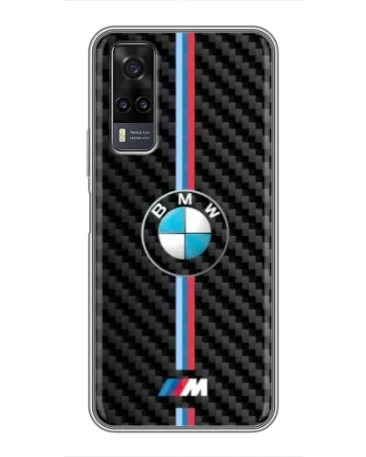 Чехол для Vivo Y31 с картинкой «Эмблема BMW и карбон»