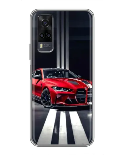 Чехол для Vivo Y31 с картинкой «Красная BMW на дороге»