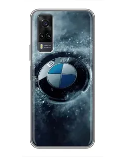 Чехол для Vivo Y31 с картинкой «Логотип BMW — лед»