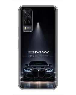 Чехол для Vivo Y31 с картинкой «BMW сквозь ночной город»