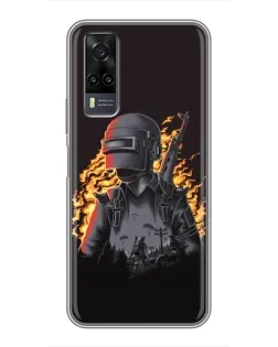 Чехол для Vivo Y31 с картинкой «PUBG — огненный силуэт»