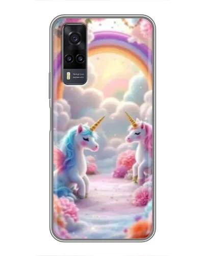 Чехол для Vivo Y31 с картинкой «Радуга и единороги»