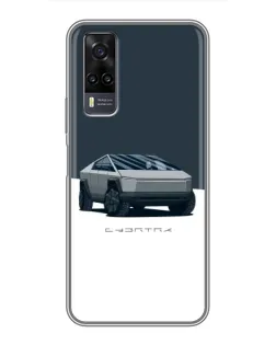 Чехол для Vivo Y31 с картинкой «Серебристый Cybertruck Tesla»