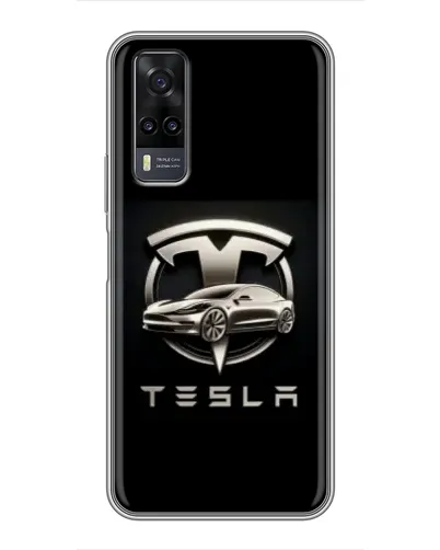 Чехол для Vivo Y31 с картинкой «Tesla — серебристое авто» Чехол для Vivo Y31 с картинкой «Tesla — серебристое авто»