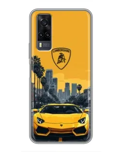 Чехол для Vivo Y31 с картинкой «Желтый Lamborghini город»