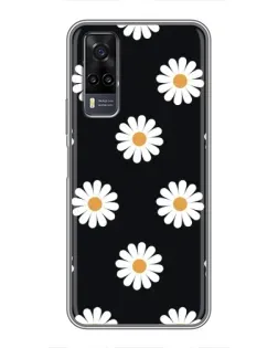 Чехол для Vivo Y31 с картинкой «Ромашки на черном»