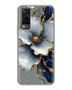 Чехол для Vivo Y31 с картинкой «Белый цветок и золотой флюид»