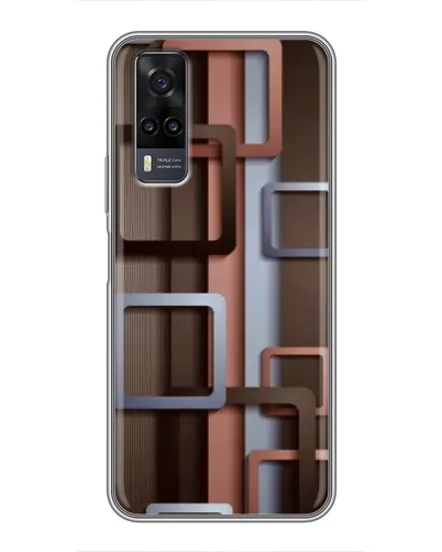 Чехол для Vivo Y31 с картинкой «Коричневые объемные квадраты»