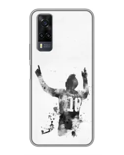 Чехол для Vivo Y31 с картинкой «Черно-белый силуэт Месси»