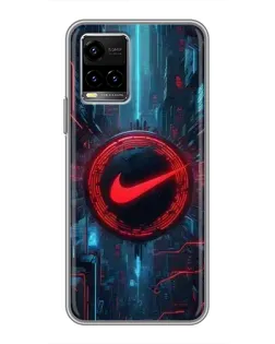 Чехол для Vivo Y33s с картинкой «Техногенный стиль Nike»