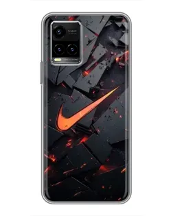 Чехол для Vivo Y33s с картинкой «Nike — эффект разломов»