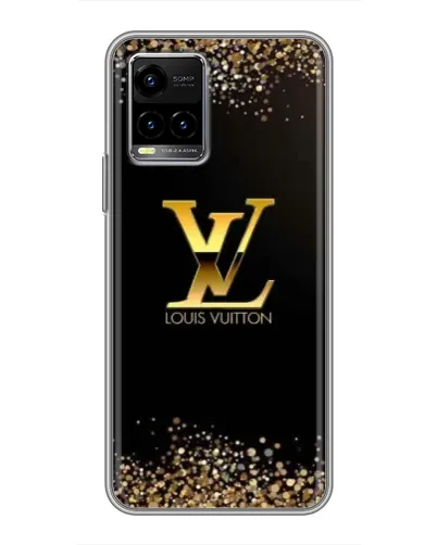 Чехол для Vivo Y33s с картинкой «LV — золотые искры»