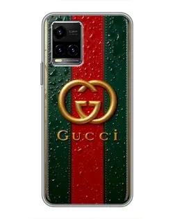 Чохол для Vivo Y33s з картинкою «Gucci — фірмова смуга та золото»