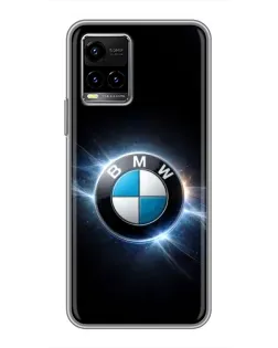 Чехол для Vivo Y33s с картинкой «BMW — неоновое сияние»