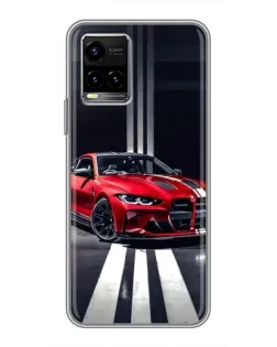 Чехол для Vivo Y33s с картинкой «Красная BMW на дороге»