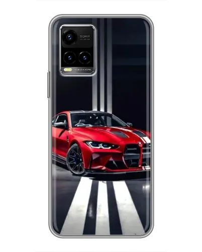 Чехол для Vivo Y33s с картинкой «Красная BMW на дороге» Чехол для Vivo Y33s с картинкой «Красная BMW на дороге»