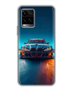 Чохол для Vivo Y33s з картинкою «BMW — вогні неону»