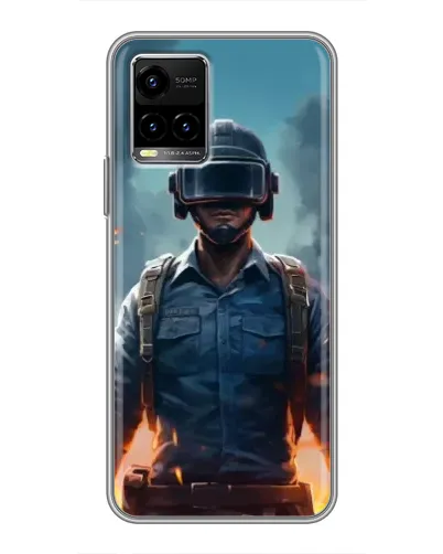 Чехол для Vivo Y33s с картинкой «PUBG — реалистичный герой»