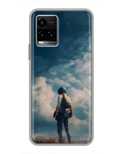 Чехол для Vivo Y33s с картинкой «Герой PUBG на скале»