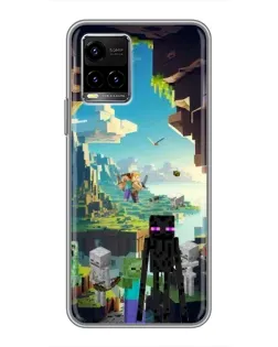 Чехол для Vivo Y33s с картинкой «Эндермен в лесу»