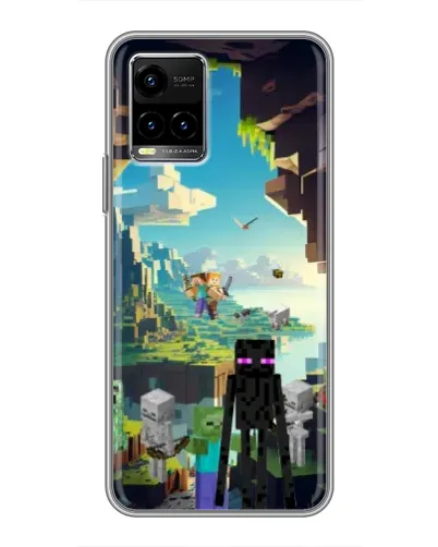 Чехол для Vivo Y33s с картинкой «Эндермен в лесу»
