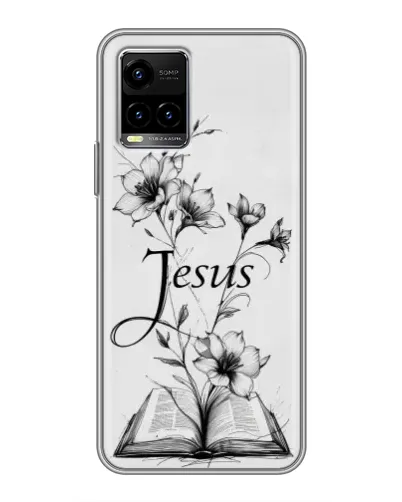 Чехол для Vivo Y33s с картинкой «Цветы и Библия»