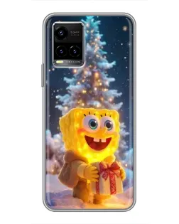 Чехол для Vivo Y33s с картинкой «Рождественский Спанч Боб»
