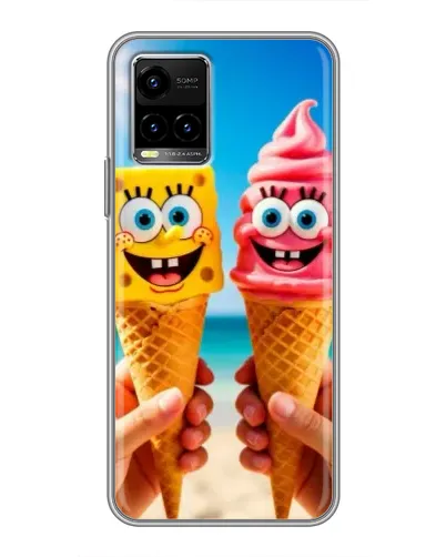 Чехол для Vivo Y33s с картинкой «Спанч Боб мороженое»