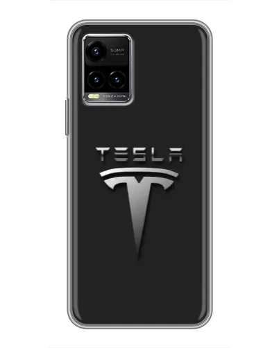 Чехол для Vivo Y33s с картинкой «Стальной логотип Tesla»