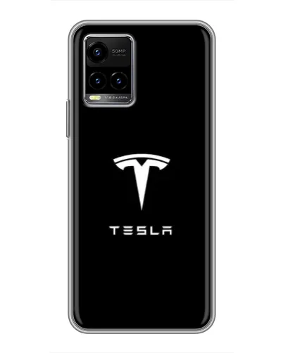 Чехол для Vivo Y33s с картинкой «Tesla White Logo»