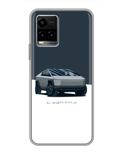 Чехол для Vivo Y33s с картинкой «Серебристый Cybertruck Tesla»