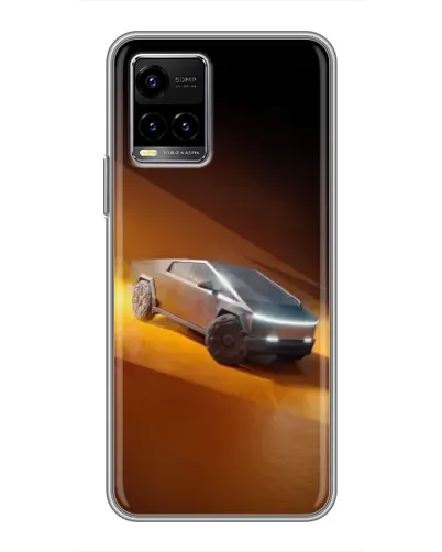 Чехол для Vivo Y33s с картинкой «Cybertruck в пустыне»