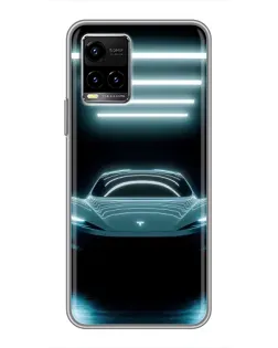 Чехол для Vivo Y33s с картинкой «Tesla в неоне»