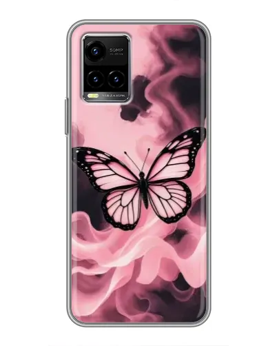 Чехол для Vivo Y33s с картинкой «Бабочка в дыму»