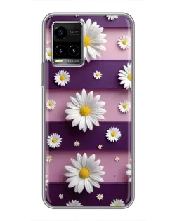 Чехол для Vivo Y33s с картинкой «Ромашки на фиолетовом»