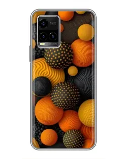 Чехол для Vivo Y33s с картинкой «Объемные оранжевые сферы»