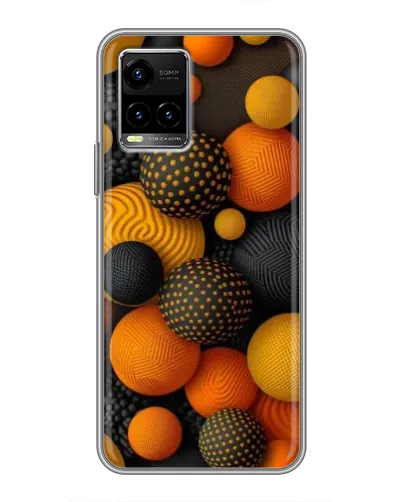 Чехол для Vivo Y33s с картинкой «Объемные оранжевые сферы»