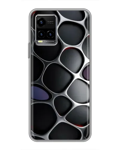 Чехол для Vivo Y33s с картинкой «Объемная темная решетка»