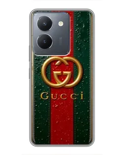 Чохол для Vivo Y36 з картинкою «Gucci — фірмова смуга та золото»