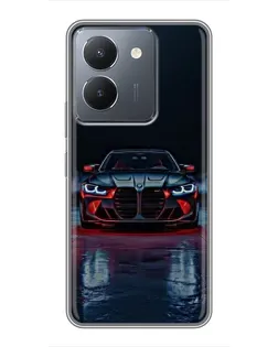 Чехол для Vivo Y36 с картинкой «BMW на мокрой дороге»