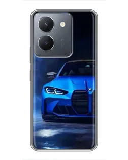 Чехол для Vivo Y36 с картинкой «Голубая BMW M4»
