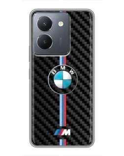 Чехол для Vivo Y36 с картинкой «Эмблема BMW и карбон»