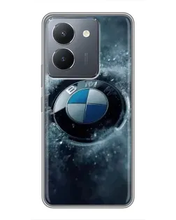 Чехол для Vivo Y36 с картинкой «Логотип BMW — лед»