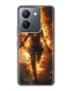 Чехол для Vivo Y36 с картинкой «BMW — скорость в дожде»
