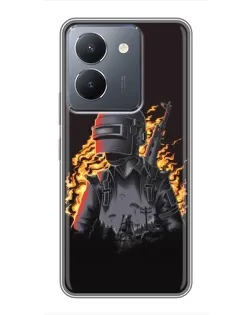 Чехол для Vivo Y36 с картинкой «PUBG — огненный силуэт»
