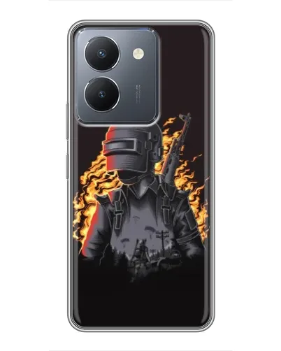 Чехол для Vivo Y36 с картинкой «PUBG — огненный силуэт»