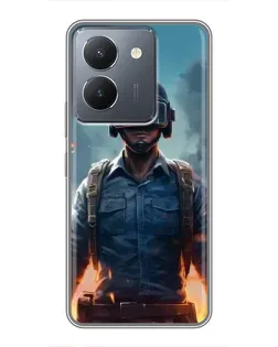 Чехол для Vivo Y36 с картинкой «PUBG — реалистичный герой»